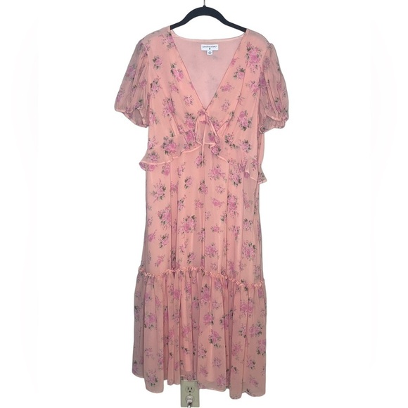 LOVE SHACK FANCY x Target Fleur Pink Melon Floral Midi Dress - Picture 2 of 7